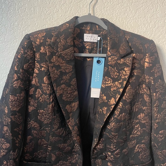NEW Tanya Taylor Jared Jacquard Blazer Jacket Black and Gold Size 4 - Picture 4 of 8